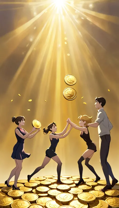 charity-generosity-sharing-exercising power, 6 gold coins in the scene