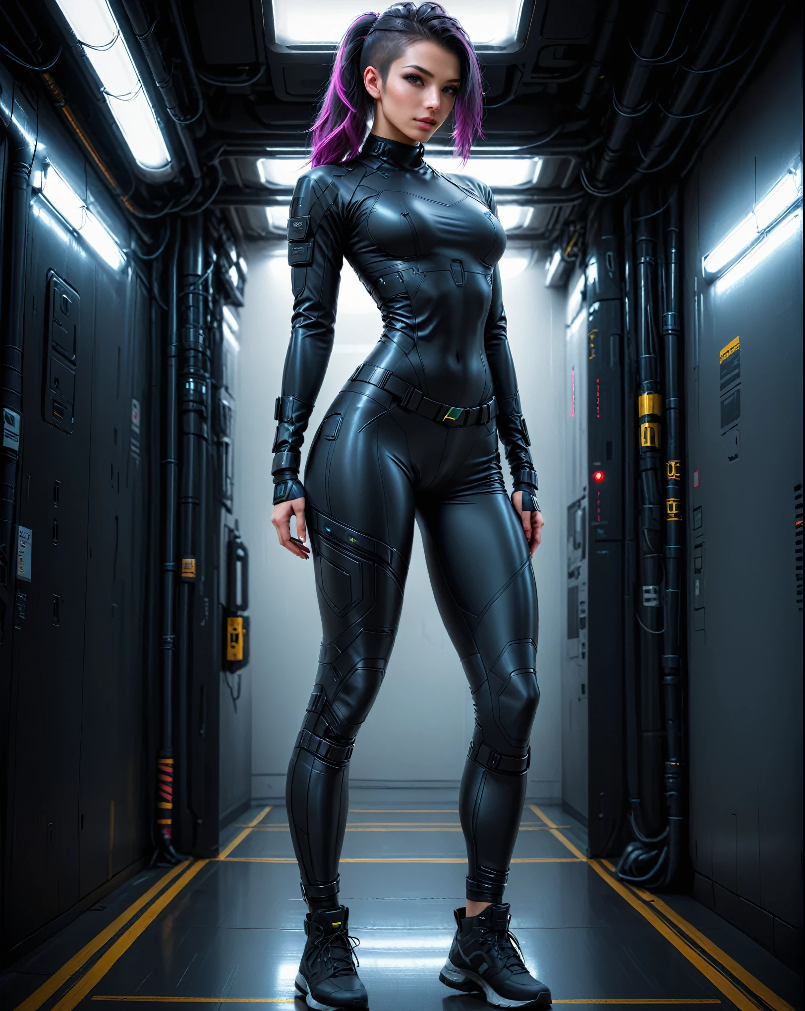 Technology Clothing Fashion . Futuristic, Cyberpunk, Urban, Tactical, smooth, dark, Very detailed，Combat tights，Handsome，Domineering，HD，reality