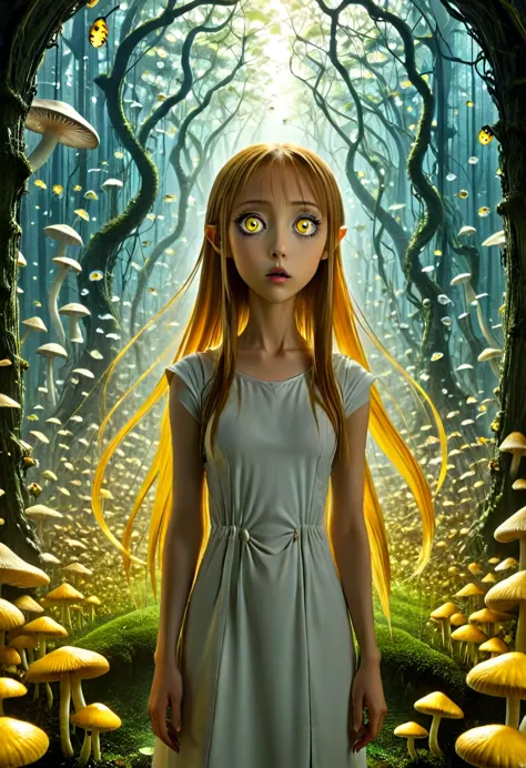 asuna, With her enormous yellow eyes she looks directly at the mushrooms with an expression of amazement when she finds herself ...