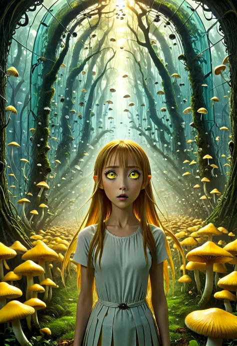 asuna, With her enormous yellow eyes she looks directly at the mushrooms with an expression of amazement when she finds herself ...