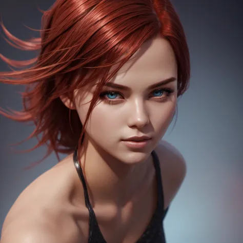 cute red head woman, full body, photorealistic, 8k sharp focus, Hyperrealistic, splash art, concept art, mid shot, intricately d...