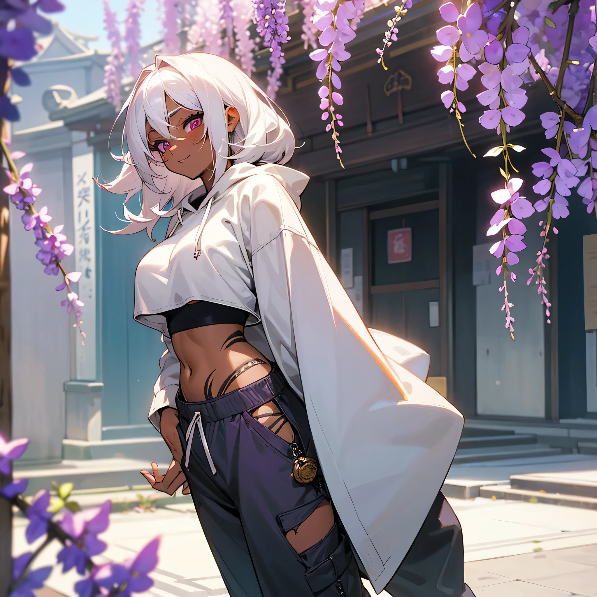 Anime girl with white hair and glasses standing in front of a building -  SeaArt AI