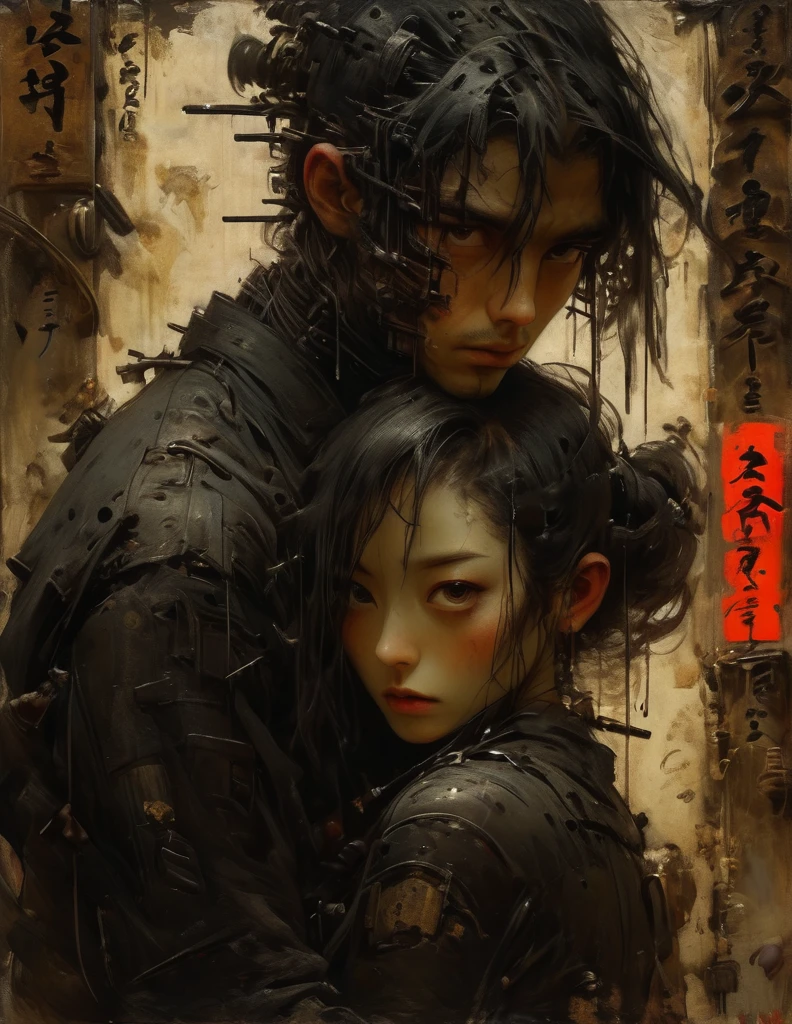 arte de Charles Douglas Richardson y Mór Than y John Berke, atmósfera vengativa y bulliciosa, siluetas, personajes delineados sobre un fondo brillante, evocar intimidad sin detalles explícitos, estética del ukiyo japonés, enmarcado, ingenioso opus magnum con detalles incomparables, 