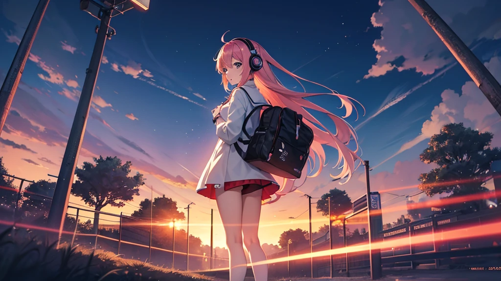 Woman wearing headphones, Anime Style 4 k, anime wallpaper 4k, anime wallpaper 4k, 4k anime wallpaper, anime art wallpaper 4k, anime art wallpaper 4k, Anime Style. 8K, Anime atmosphere, Nightcore, Ultra HD Anime Wallpaper, Anime Art Wallpaper 8K, Anime Background,summer,City,landscape、forest、far away、music