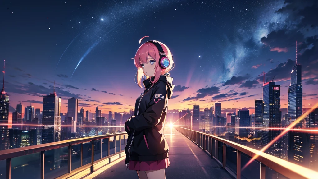 Woman wearing headphones, Anime Style 4 k, anime wallpaper 4k, anime wallpaper 4k, 4k anime wallpaper, anime art wallpaper 4k, anime art wallpaper 4k, Anime Style. 8K, Anime atmosphere, Nightcore, Ultra HD Anime Wallpaper, Anime Art Wallpaper 8K, Anime Background,summer,City,landscape、forest、far away、music