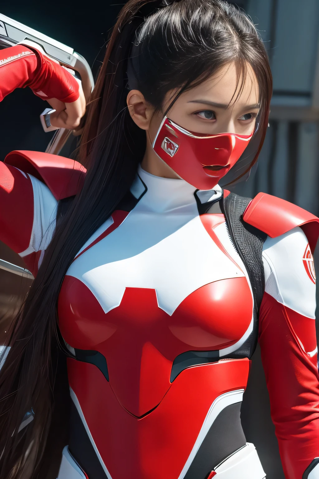 An incredible decision、High resolution、(masterpiece:1.4)、Ultra-detailed、Sharp details、Dramatic and realistic painting art、Super Sentai Series、All Women、（red、White、That&#39;s pink、Cyan、green、Group of 5）Hero of Justice、All smiles、