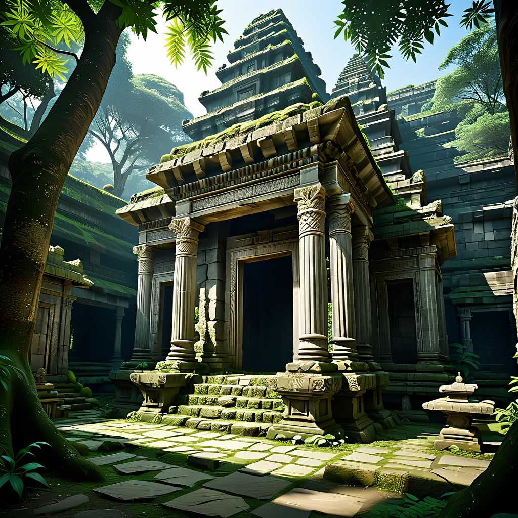 (masterpiece, top quality, best quality),(ultra-detailed, absolutely resolution),((16k, high res)),

BREAK {ancient temple covered in lush vegetation. The temple should feature weathered stone structures with intricate carvings and statues, partially obscured by creeping vines, moss, and large tree roots. Use a combination of natural light filtering through the dense foliage and shadows to highlight the textures of the stone and the vibrant greenery. Include elements such as broken columns, overgrown pathways, and scattered ancient artifacts to enhance the sense of history and abandonment. The overall scene should be both majestic and mysterious, capturing the timeless beauty of nature reclaiming a once-grand temple.}

BREAK { (produces images with information more than 40 million pixels with cinematic-like detailed textures shot on a Sony SLR).}