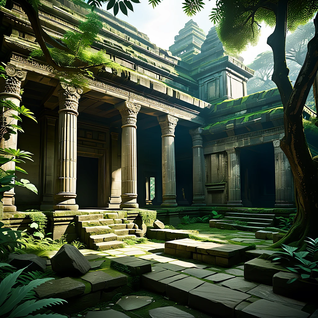 (masterpiece, top quality, best quality),(ultra-detailed, absolutely resolution),((16k, high res)),

BREAK {ancient temple covered in lush vegetation. The temple should feature weathered stone structures with intricate carvings and statues, partially obscured by creeping vines, moss, and large tree roots. Use a combination of natural light filtering through the dense foliage and shadows to highlight the textures of the stone and the vibrant greenery. Include elements such as broken columns, overgrown pathways, and scattered ancient artifacts to enhance the sense of history and abandonment. The overall scene should be both majestic and mysterious, capturing the timeless beauty of nature reclaiming a once-grand temple.}

BREAK { (produces images with information more than 40 million pixels with cinematic-like detailed textures shot on a Sony SLR).}