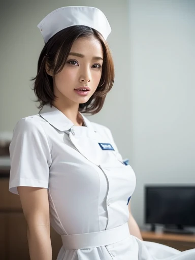 1 Girl,(Wearing white nurse clothes:1.2),(RAW Photos, Highest quality), (Realistic, photo-Realistic:1.4), masterpiece, Very delicate and beautiful, Nipple and clitoris caressed with vibrator at the same time、Intense caressing of anal area with aphrodisiac lotion、Nipple-penetrating vibrator orgasm、Super popular stripper、Pleasure that goes through、Breakthrough orgasm、Dripping wet pussy、Dripping wet pussy、wet pussy,pussy squirting/moan with orgasm、moan with orgasmmoan with orgasm、Unstoppable climax、Infinite Orgasm、敏感なクリトリスにBreakthrough orgasm、Overflowing love juice、Overflowing love juice、Orgasm with lotion dildo in vagina、Seduce the viewer、Captivate your viewers、Taunt the viewer、Seductively Seduction、Climax orgasm during cherry blossom viewing、Dripping wet pussy、Dripping wet pussy非常に詳細, 2k wallpaper, wonderful, finely, Highly detailed CG Unity 8k wallpaper, Very detailed, High resolution, Soft Light, Beautiful detailed girl, very detailed eyes and face, Beautiful and detailed nose, finely beautiful eyes, nurse, Perfect Anatomy, Black Hair, Upstyle, nurse uniform, ((nurse cap)), Long skirt, nurse, White costume, thin, hospital, clear, White Uniform, hospital room, Neck auscultation,Close your face,Upper Body Shot