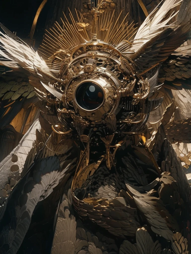 Holy Biblical Querubin ojo central con alas de angeles