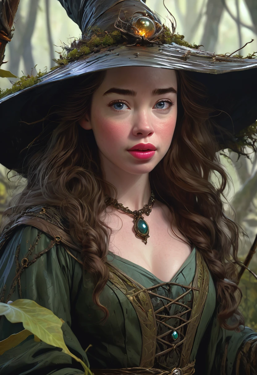 A Bog Witch. Anna Popplewell. Official Art, Award Winning Digital Painting, Digital Illustration, Extreme Detail, 4k, Ultra Hd, Rococo, Polished, Intricate, Realistic Fantasy Art, Sharp Focus, Concept Art, Art By Wlop, Artgerm, (2d Vector Illustration)
