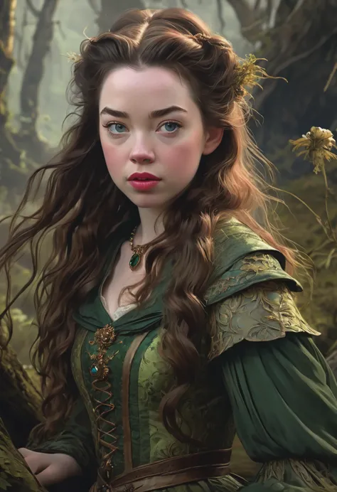 A Bog Witch. Anna Popplewell and georgie henley. Official Art, Award Winning Digital Painting, Digital Illustration, Extreme Det...