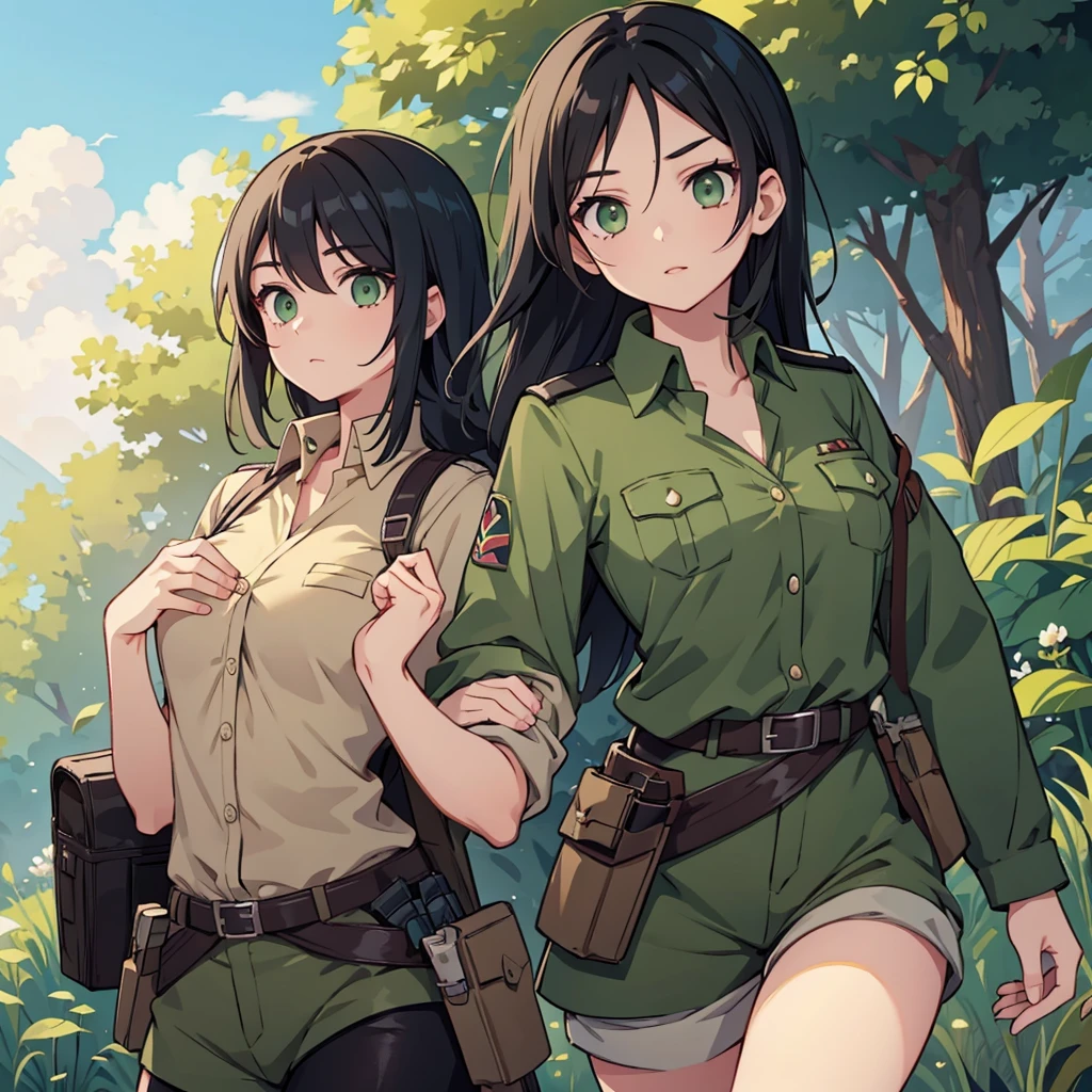 AOT FEMALE SCOUT REGIMENT BLACK HAIR SCOUT REGIMENT FEMALE GREEN EYES. Beautiful, good sized chest. Gorgeus