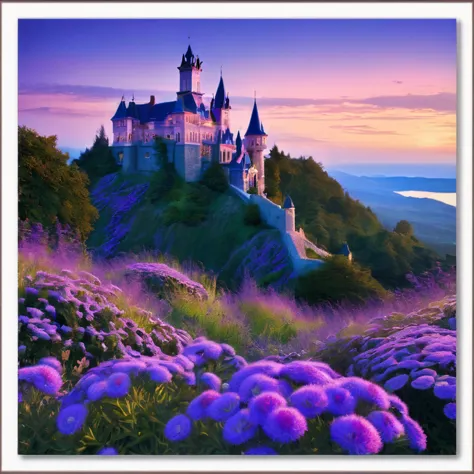 detail, HD quality, couple, romance, blue castle, aster purple, sunset