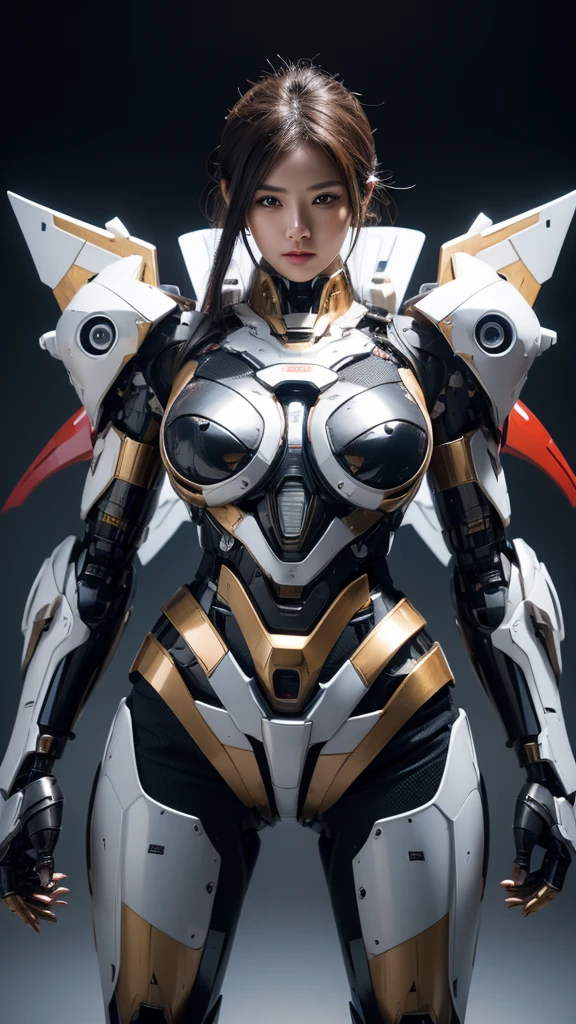 Textured skin, Super Detail, high details, High quality, Best Quality, hight resolution, 1080p, hard disk, Beautiful,(Super Heroine),Oppai Missile,beautiful cyborg woman,Mecha Cyborg Girl,Battle Mode,Girl with a Mecha Body,She wears a battle cyborg mech with a weapon,Fulll body Shot