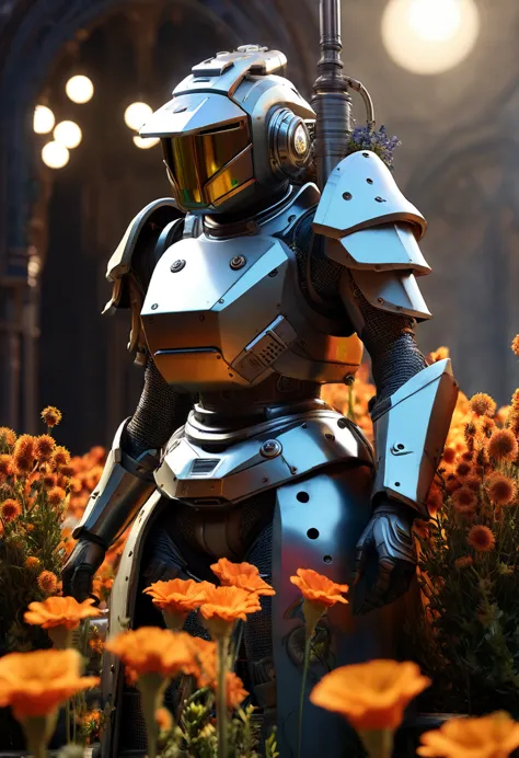 the first knights, flowers for the faded, moonchild, punked steamroll, realistic, soft illumination and soft render, 8k--ar 16:9...