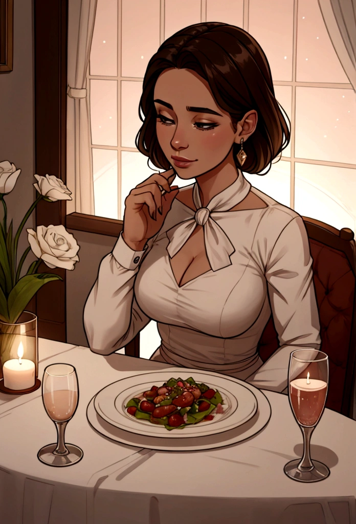 女人浪漫的晚餐