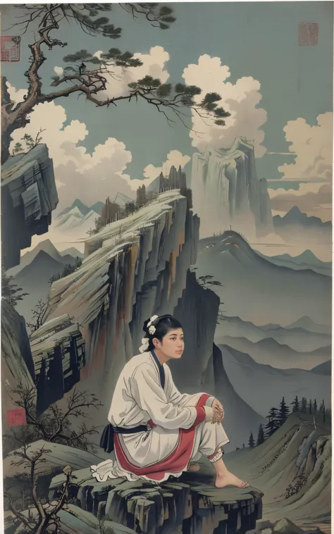South Mountain View shows the poet sitting on the top of the mountain，Overlooking the mountains of the south。The South Mountains...