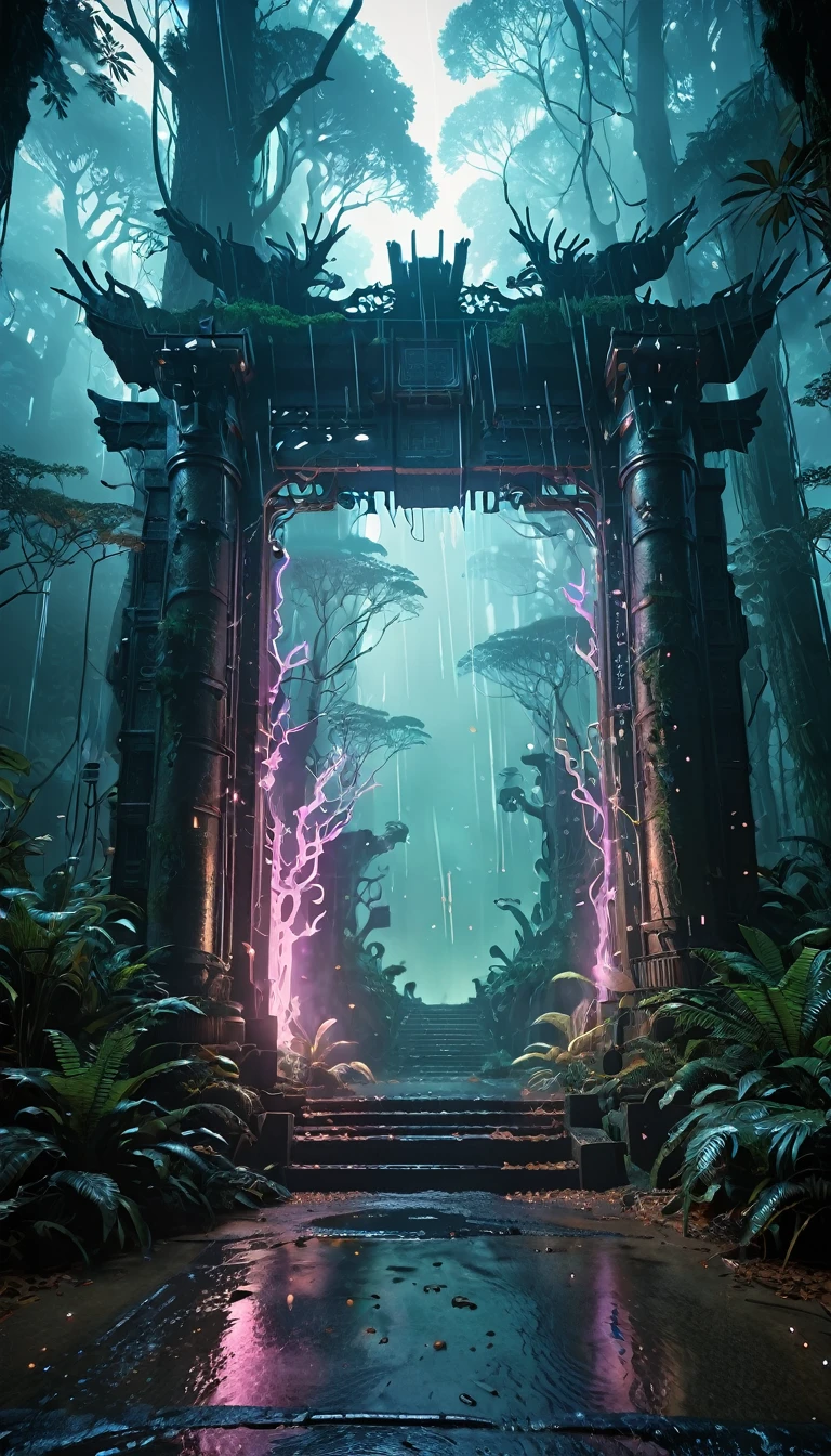 (Digital Art:1.3) of (Sketched:1.1) octane render of a mysterious dense forest with a large (魔法of:1.2) Gate (Portal:1.3) 永遠of王国へ, Blade Runner, complicated (ぶどうof木:1.2), 液体金属of巨大な木, リアルなデジタル絵画of肖像画, Filmed in 8K resolution, Gasoline liquid, pastel colour, Splash Art, 青と紫of魔法of宇宙, light engrave in complicated details, (Light Particles:1.2), (ゲームofコンセプト:1.3), (depth of field:1.3), Global Illumination,Very detailed,Trending on Art Station