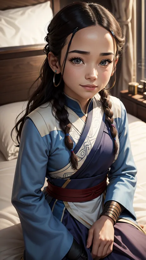 Katara, 1girl, fantasy, highres,  looking_away, looking_to_the_side,  original, realistic,   scenery,  Close-up, upper_body, smi...