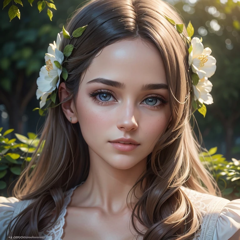 A 30-year-old woman in a garden, beautiful detailed eyes, beautiful detailed lips, extremely detailed eyes and face, long eyelashes, a small gray cat, intricate floral patterns, lush greenery, soft lighting, cinematic composition, elegant pose, warm color palette, detailed textures, photorealistic, (best quality,4K,8k,high resolution,masterpiece:1.2),ultra-detailed,(realistic,photorealistic,photo-realistic:1.37)