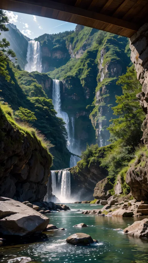 breathtaking waterfalls cascading down towering mountainsides、it creates a fascinating scene that represents the pinnacle of lan...