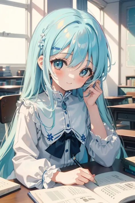 masterpiece, best quality, extremely detailed, (illustration, official art:1.1), 1 girl ,(((( light blue long hair)))), ,(((( li...
