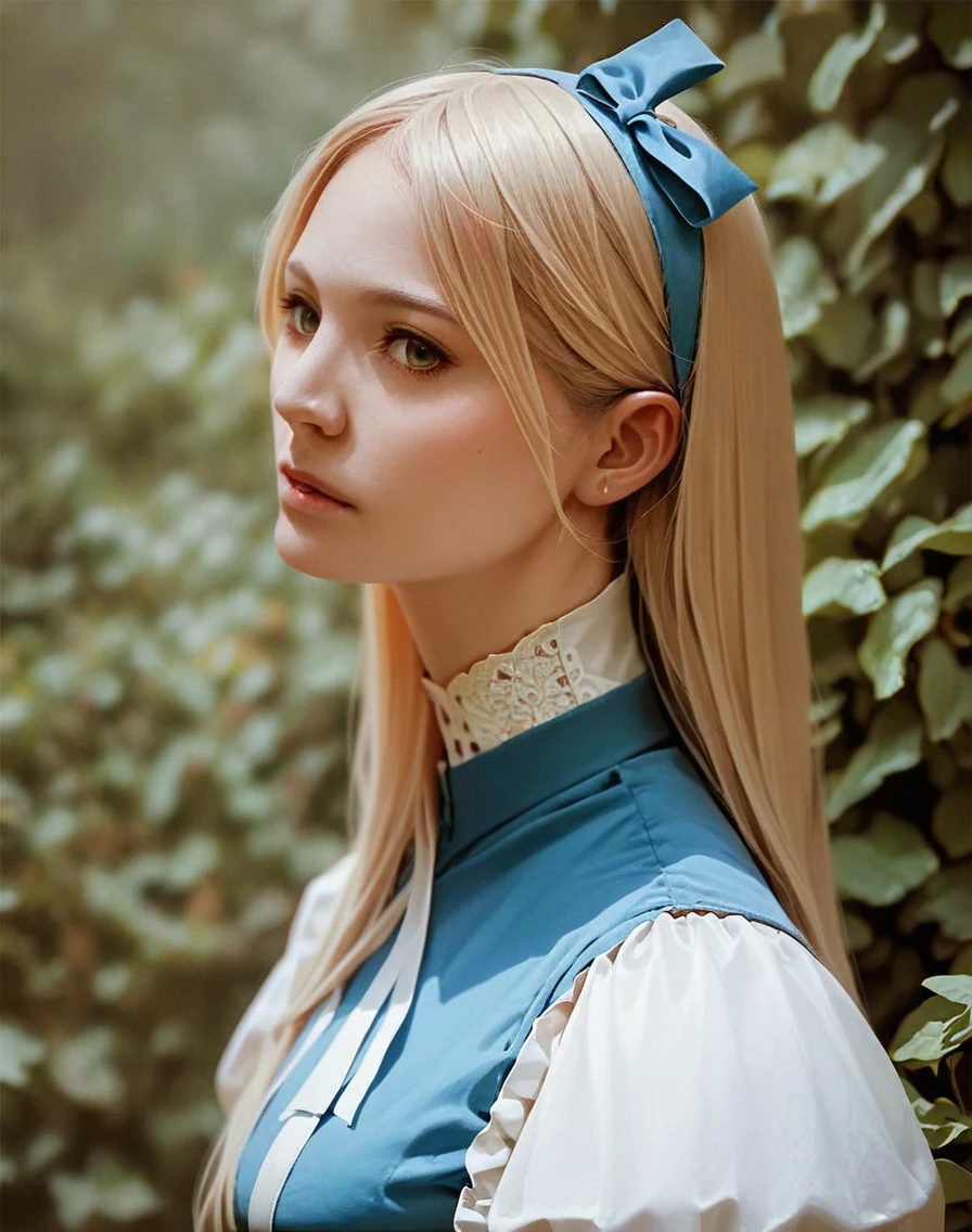 score_9, score_8_up, score_7_up, score_6_up, score_5_up, score_4_up, source_anime, KaleyCuoco,High Quality, Intricately Detailed, Hyper-Realistic cosplay Alice in wonderland, Portrait Photography