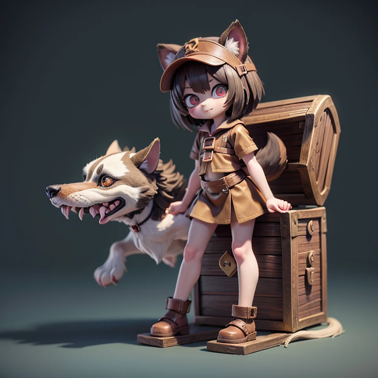 (Top quality, masterpiece, highly detailed, high definition 3DCG,) 1 girl, 1 mimic,  girl walking pet mimic,
girl, (fully human kindergartener, pulling mimic by lead, 6 years old: 1.5) pet mimic (((treasure chest body, human-like teeth inside lid, dog legs and tail, stuffed animal))) mimic wears a collar and lead reaches girl's hand
girl walks on two legs
mimic walks on four legs like a dog