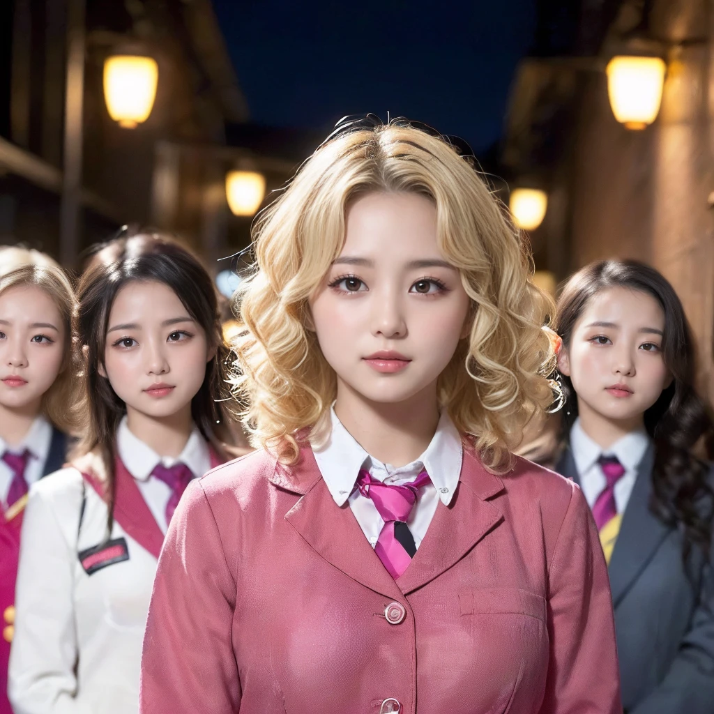 ((ganzer Körperショット))、(Live-Action、Echt)、(Das Motiv wird durch den Blitz beleuchtet:1.3)、(Der Schatten dreht sich nach hinten)、((ganzer Körper:1.8))、(höchste Qualität:1.4), (ultrahohe Auflösung:1.6), ((The characters are five high school girls in pink Uniform.)、(5 Schwestern)、(blondes lockiges Haar:1.4)、(japanische schulmädchen&#39; Uniform:1.4)、Winterkleidung、Rosa Stoff mit schwarzer Spitze、(Große Brüste der Körbchengröße G:1.4)、(Alle、((Die Brust ist offen, ein großes Dekolleté offenbarend..:1.6))、(Die Hüften sind freigelegt)、(Mikro-Minirock:1.7))、(Alle;Big Ass、(sehr lange Beine:1.4),(Sehr dicke und pralle Oberschenkel),(dünne Knie),(Transparente schwarze halterlose Strümpfe mit Strapsen, die bis übers Knie reichen:1.7)(Ich trage sie auf jeden Fall))、((Alle;I&#39;Das Tragen von superhohen Absätzen.:1.5)),(驚異的にかわいい日本のギャル顔の5 Schwestern)、Schönes Gesicht in jedem Detail,nasse Oberschenkel