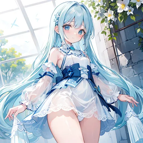 masterpiece, best quality, extremely detailed, (illustration, official art:1.1), 1 girl ,(((( light blue long hair)))), ,(((( li...