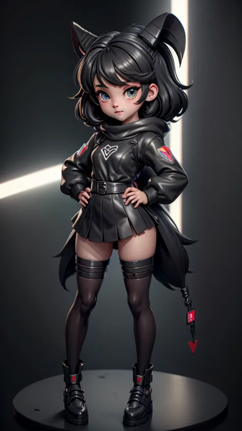 cute girl, black and gray chibi type siphonaptera, bright eyes with cute anime style expressions ("msx" written on the head), re...