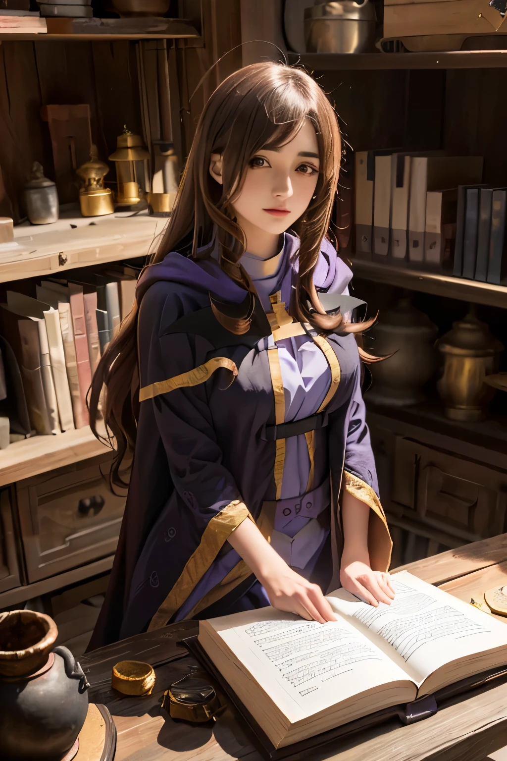 Arabian woman in purple cape holding a book, Maya Ali as an advertisement&d magician, anime girl Cosplay, anime Cosplay, Cosplay, Maya Ali as D&magician, Maya Ali as D&d magician, Beautiful female priest, Wearing a wizard's robe, Female Wizard!, Portrait of a girl in the Knights of the Zodiac, portrait of a Female Wizard