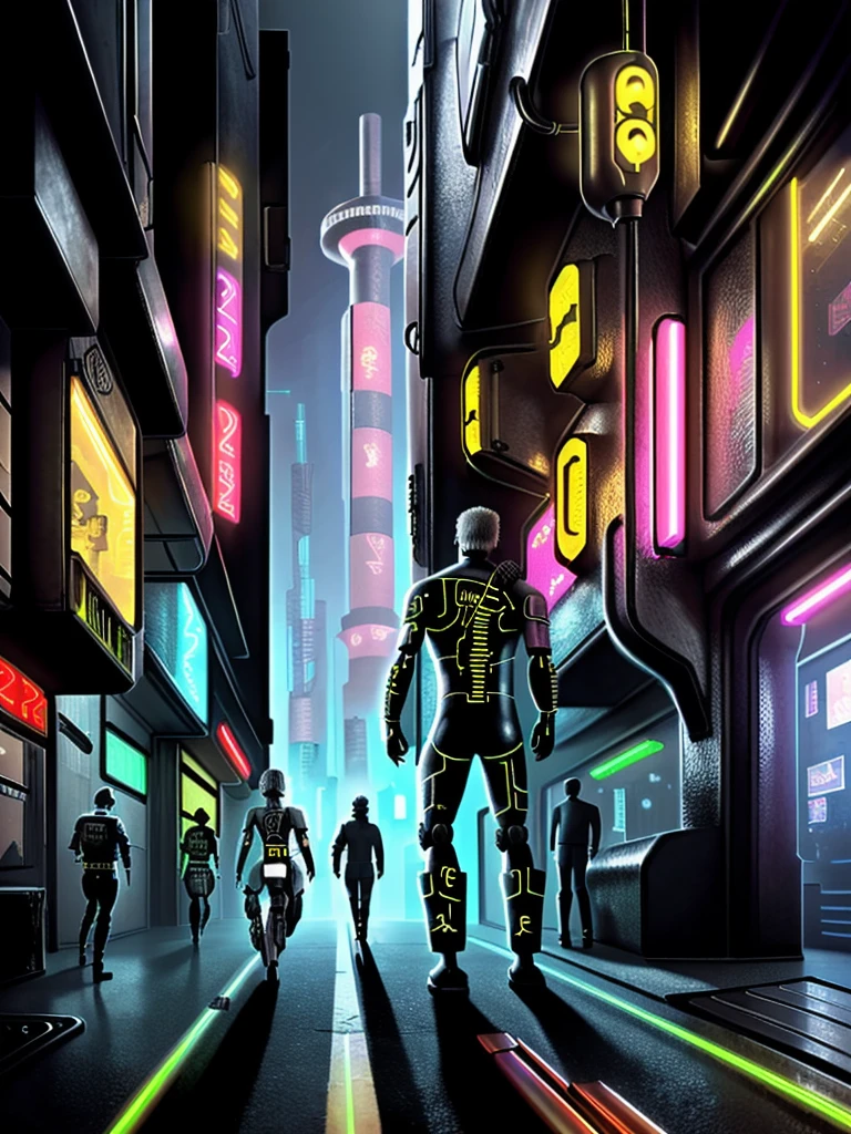 ((estilo cyberpunk)), Cidade de alta tecnologia, aprimoramento mecânico, (high-tech fantasia), robótica, Blade Runner 2049, ((Estilo steampunk)), (mecanismos), fantasia, decoração de engrenagem, 