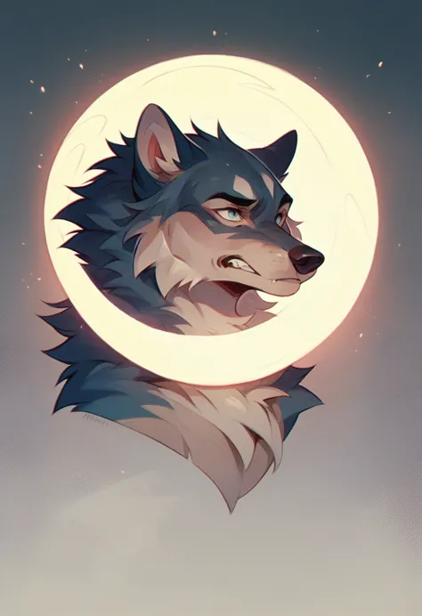 Wolf in full moon light 