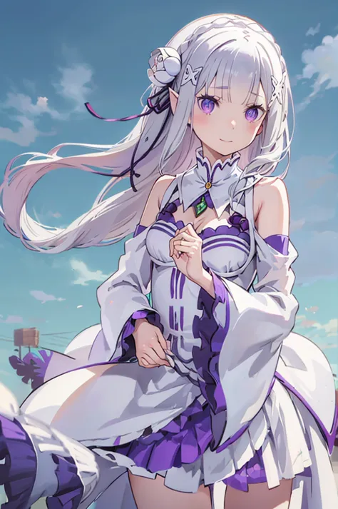 emilia, 
rezero emilia, 
1girl, 
best illustration, masterpiece, best quality, high resolution, (official art:0.8), 
perfect ana...