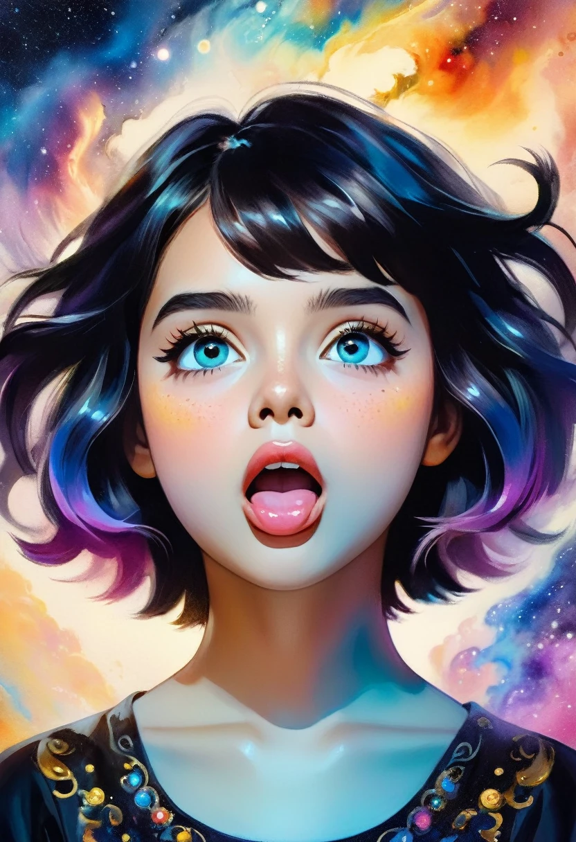 (ahegao!)[(Young girl isabelmoner-smf, dora, the expression of a nirvana face), Cute Black Chaos Bob To The Wind, baroque:20]:BG[Nebula] (Art by Slawomir-Maniak), Lush watercolor palette canvas/acrylic, Intricate, Extreme detailing, Complex key, ((Single Shot)), ((Best Quality)), ((Masterpiece)) , ( (Realistic)), (IDEAL), 8K, impressionism: 0.2 Обои Full HD