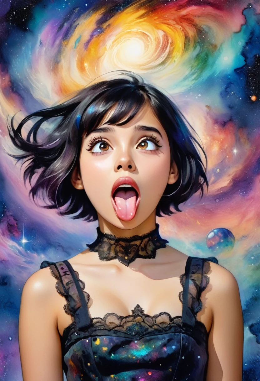 (ahegao!)[((Young girl isabelmoner-smf, dora, the expression of a nirvana face)), long tongue, Cute Black Chaos Bob To The Wind, baroque:20]:BG[Nebula] (Art by Mordecai-Ardon), Lush watercolor palette canvas/acrylic, Intricate, Extreme detailing, Complex key, ((Single Shot)), ((Best Quality)), ((Masterpiece)) , ( (Realistic)), (IDEAL), 8K, impressionism: 0.2 Обои Full HD