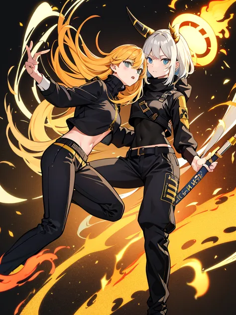 free fire stickers golden horns with turtleneck and loose black pants