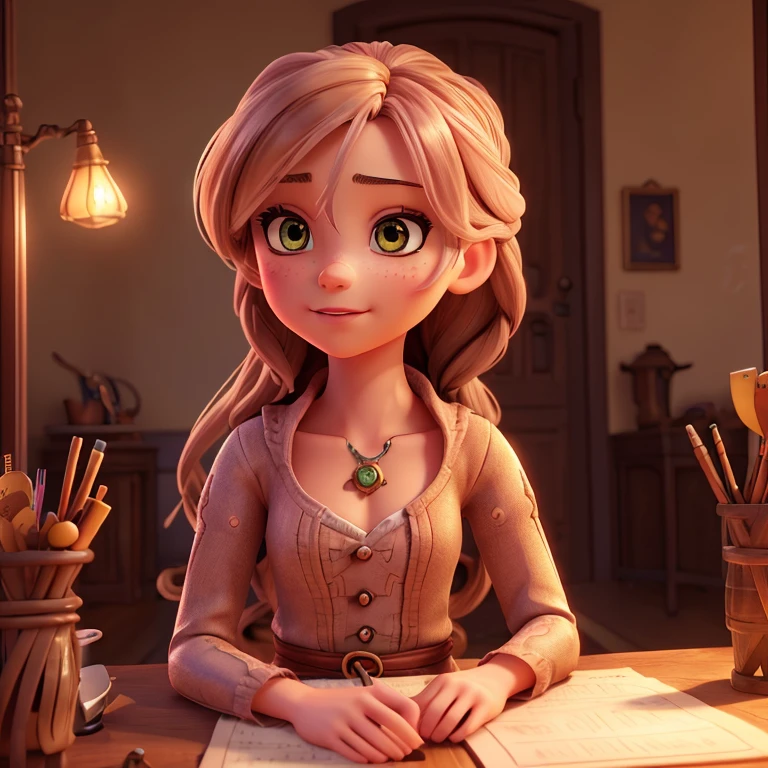 a mimic girl,1girl,beautiful detailed eyes,beautiful detailed lips,extremely detailed eyes and face,long eyelashes,anime style,fantasy,highly detailed,intricate details,digital painting,exquisite,elegant,ethereal,soft lighting,(best quality,8k,highres,masterpiece:1.2),ultra-detailed,(realistic,photorealistic,photo-realistic:1.37),volumetric lighting,cinematic lighting,vivid colors,warm color palette