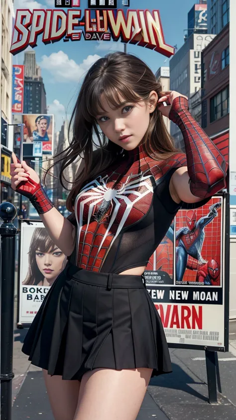 break・ライヴリー、マーベルコミックの映画poster、so beautiful、movies about spider-man、sexy、whole body、wearing a skirt、premiere date、poster、belly bu...