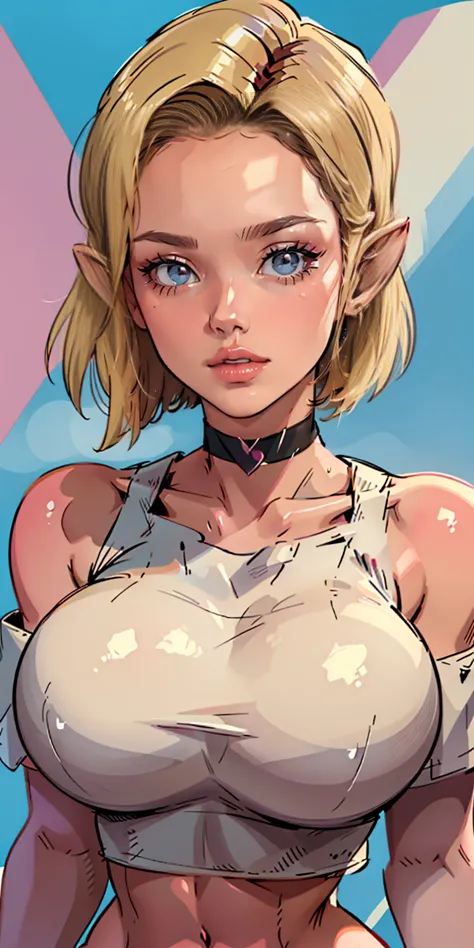 (best quality,ultra-detailed), Princess Zelda, the legend of zelda, girl, sharp face, naked, vibrant color, huge breasts, detail...