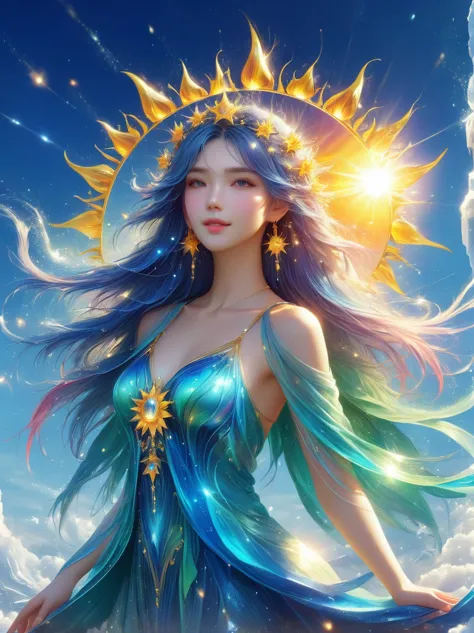 1xknh1, (full-body shot:1.4), A super beautiful Dew goddess, your beauty is like the sun, shining like crystals, pure, beautiful...