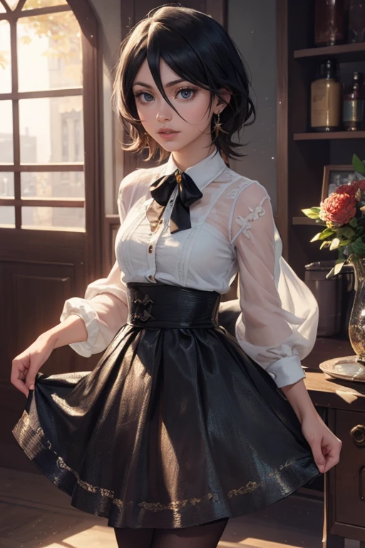 Rukia Kuchiki_(bleichen), Ornament Haar, schwarzes Haar, lange Haare, 1 Mädchen, den Betrachter anschauen, wallende Haare, wunderschöne Augen, Volle und glänzende Lippen, Idol, Kleid with too many frills, black Kleid, goldene Schnürsenkel, Schwarzer kurzer Rock, Kleidung drapieren, Roter Diamant, Spitzenbesatz, traditioneller japanischer Stil, Orientalische Architektur, lux garden, Gartenszene, luxuriöse goldene Details, Goldschmuck, mehr Details, beste Qualität, große funkelnde Augen, Erröten, Gestreifte Spitzenstrümpfe, schwarzer Lolitarock, funkeln, Allein, zentriertes Mädchen, Cowboy-Schuss, perfekter Körper, perfekte Hände, Zwei Arme, two legs, zwei Hände, fünf Finger, perfekte Anatomie], Strahlendes Haar, rote Rosen, 1 Mädchen, Kleid, Allein, wallende Haare, schwebendes Haar, Ornament Haar, perfekter Körper, perfekte Hände, Auf dem Gras, funkelns, mehr Details on her clothes, Kleid with transparency, golden details on her Kleid, Nacht, hält ein weißes Katana, beste Qualität, Dekollete, kleiner Rock, Ganzkörper, Zwei Arme, two legs, zwei Hände, fünf Finger, ((4k, Meisterwerk, Top Qualität)), 8k, beste Qualität, Hohe Auflösung, UHD, (Illustration:0.8), Super süßes Mädchen, zartes und schönes Gesicht, Reifes Mädchen, super süße Frisur, (Wunderschön detaillierte Augen:1.6), überaus detailliertes Gesicht, perfekte Beleuchtung, extrem detaillierte CGI, (perfekte Hände, perfekte Anatomie])