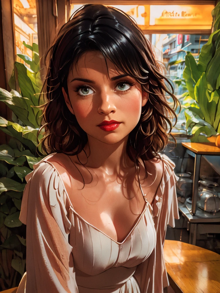 1girl, detailed facial features, beautiful intricate eyes, alluring red lips, long eyelashes, delicate skin, dynamic pose, elegant vintage dress, retro pin-up style, cinematic lighting, warm color palette, (best quality,4k,8k,highres,masterpiece:1.2),ultra-detailed,(realistic,photorealistic,photo-realistic:1.37),cinematic,dramatic,film noir, yoga, 