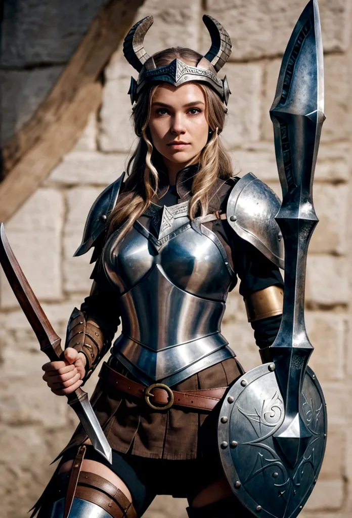 realistic, 1 girl, valkyrie, knight, helmet, medieval, warrior,look at viewer,achieve the best quality and extreme detail in the...