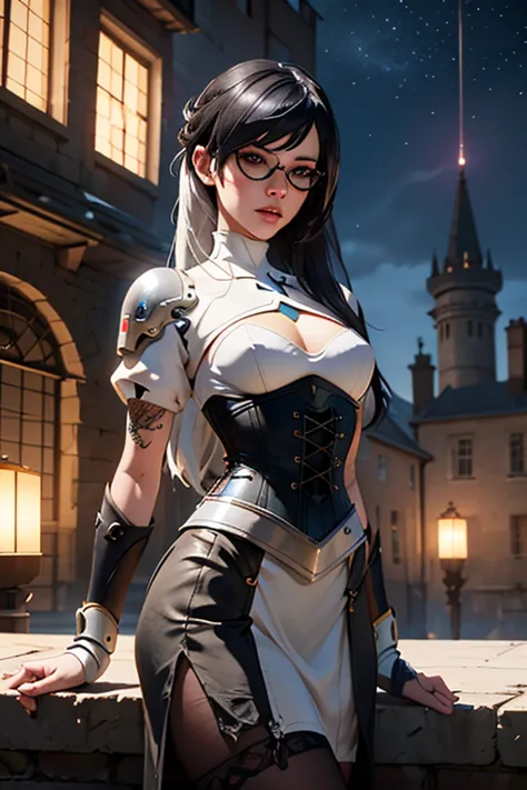 Gwen Tennyson,YoRHa 2b,tracer,Claire Fallon,Overwatch,Atelier Ryza,close,Castle siege battle,Tattoo,Silver and white plug suit,w...