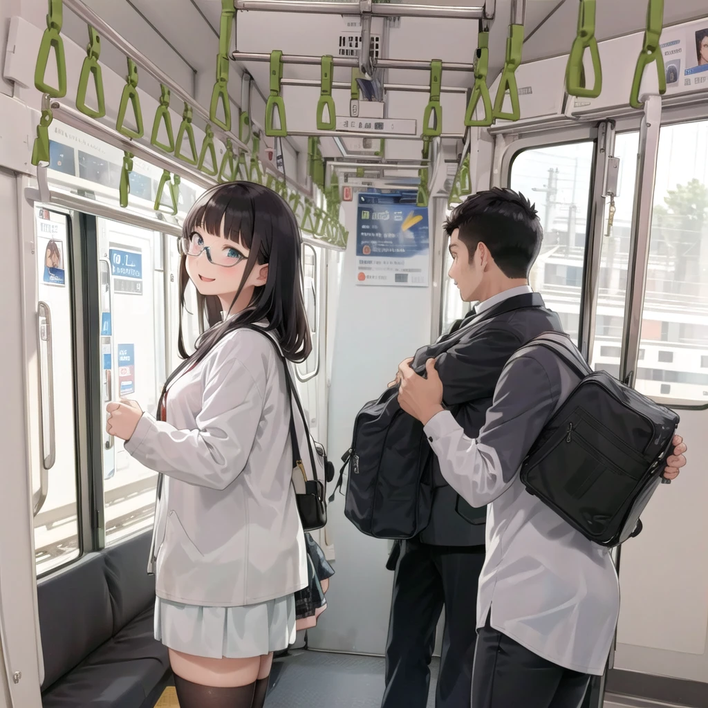 Highest quality, Super detailed, figure,
Multiple Girls, Small breasts , Black Hair, Glasses, school bag, smile, Laughter, View your viewers, crowded train、Lots of schoolgirls、１man、A man stands behind a woman、A man is touching a woman's ass、
e235, Inside the train, scenery, Sheet, window, screen, Realistic, photograph background, photograph (Moderate), photographRealistic, close、Surrounded by men１Schoolgirlolester
 