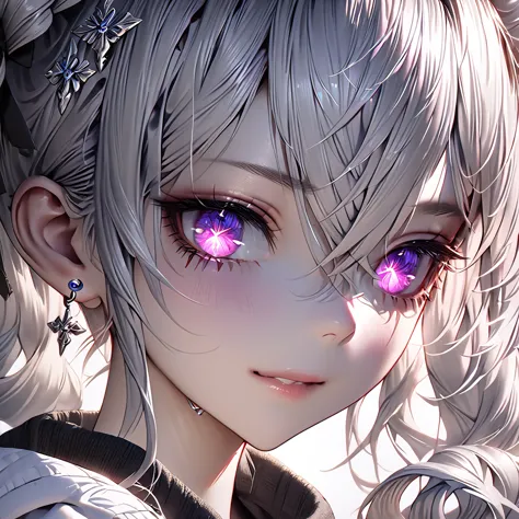 A highly detailed portrait of an adult Bronya Zaychick from Honkai Impact 3rd, with a silver long ponytail hairstyle, a cold pie...