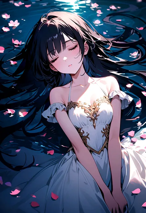 Anime girl in a dress standing in a field of flowers - SeaArt AI